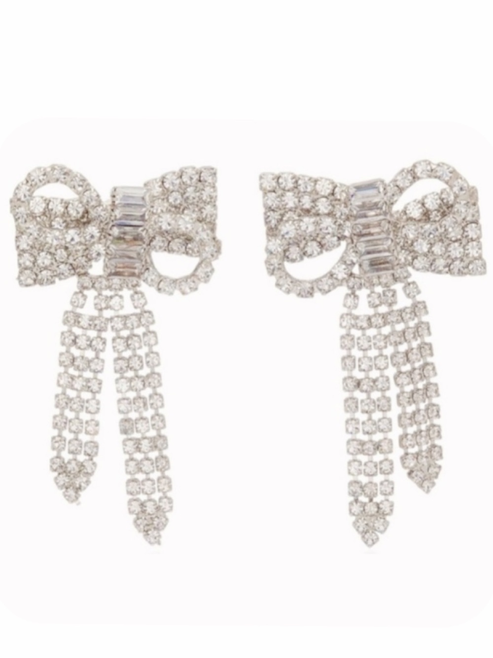Christian Siriano statement bow crystal behr drop earrings NWT - Picture 2 of 8